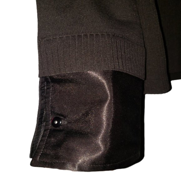 Brown Anne Klein Sweater with silky collar and cuffs - Picture 4 of 6